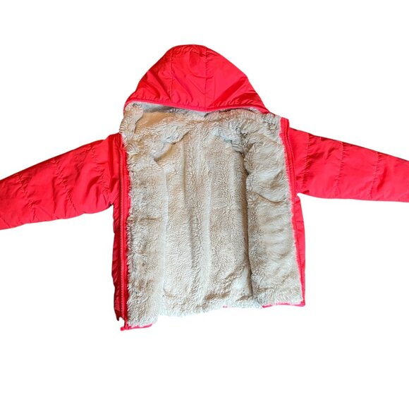 🌸 North Face Reversible Mossbud Swirl Jacket Pink Girls 6-8 Fuzzy Fleece - Picture 4 of 7